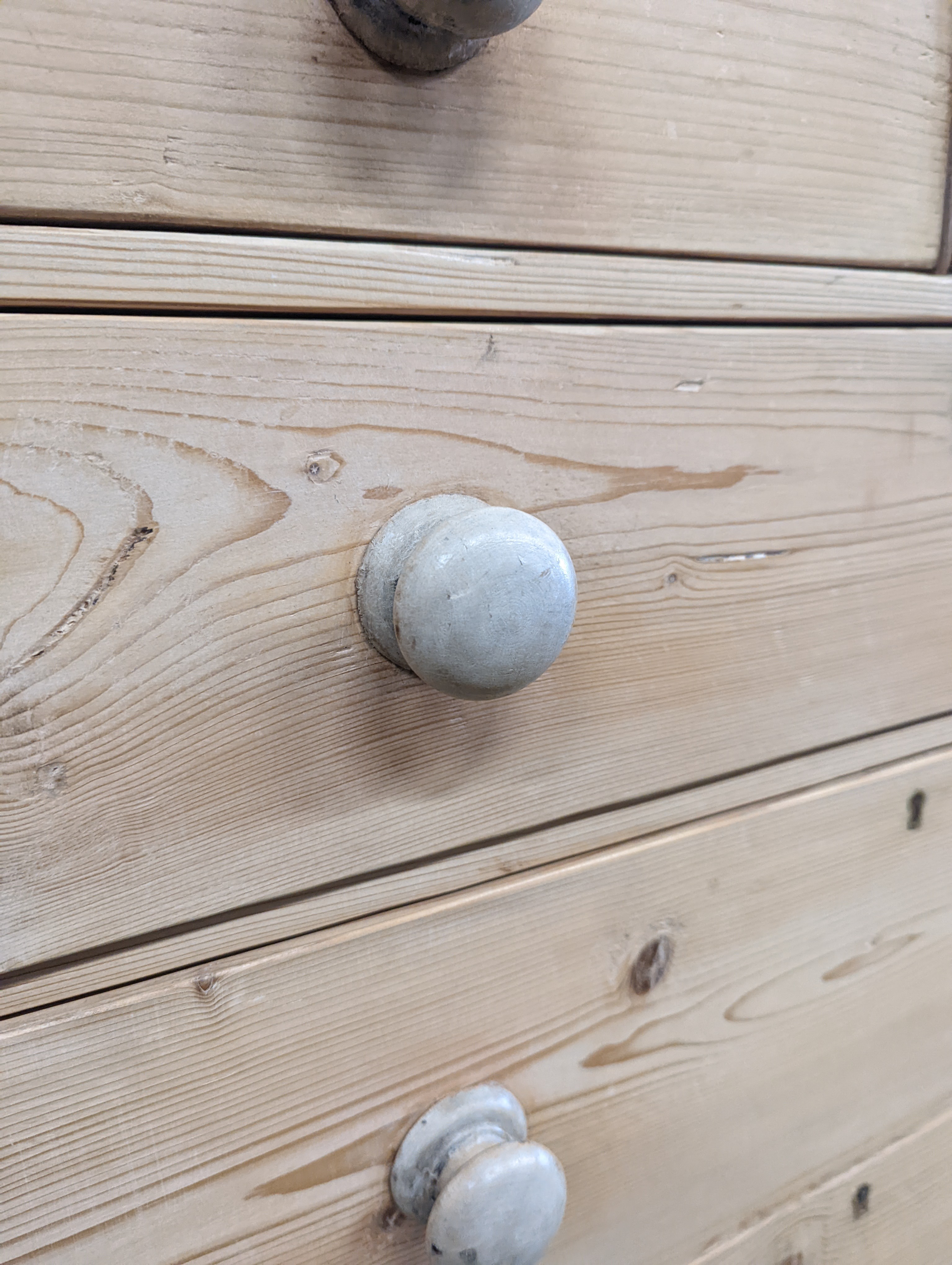 A Victorian pine chest of two short and three long drawers, width 94cm, depth 44cm, height 96cm